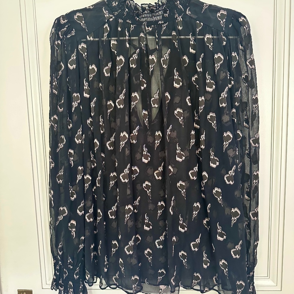 BA&SH Jacquard pattern sheer blouse